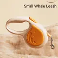 Whale-shaped retractable pet leash in orange and cream color on a soft carpet - 3 Meters / Whale Pattern-Orange