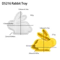 Detailed dimensions for Easter rabbit tray silicone molds with weight and model D5216 - D5216-Rabbit Plate Mold