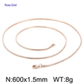 1.5mm rose gold stainless steel snake chain necklace with lobster clasp, 600mm length - Length 60cm x Width 1.5mm / Rose Gold