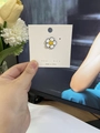 Enamel daisy flower brooch with white petals and yellow center on a white display card - 46*Little Daisy Flower Gun Black Pin