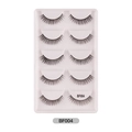 5 pairs of natural long curly fiber false eyelashes model BF004 on white tray - Curled Style (BF004)