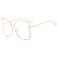 Chic butterfly square gold metal glasses frame with elegant pearl temple tips - Gold Frame Clear Lens