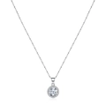 Klassische S925 Sterling Silber Halo Halskette mit rundem Brillant-Schliff Edelstein - 925er Silber / Silber