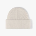 Unisex oversized cream knit beanie with thick sherpa lining for winter warmth - Beige