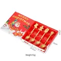 Set of 4 gold Christmas dessert spoons in a festive red gift box with dimensions - Christmas Gift Box Set (B) (JH Christmas Spoon) / 4 Pieces (Gift Box) / Gold
