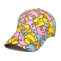 Close-up detail of cartoon duck pattern and cotton twill fabric on the baseball cap - Multi-color Cartoon Duck All-over Print Style (2#) / Colorful