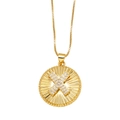 Collana con ciondolo tondo dorato con lettera X in strass scintillanti e catena a scatola - Lettera X
