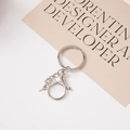 Polished silver alloy keychain set with split ring lobster clasp and chain link parts - Silver 4-Link Chain + Screw Eye Pin