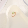 Anello regolabile in oro rosa con una gemma quadrata di zircone verde chiaro - Aperto Regolabile / Stile Giada Verde Chiaro Zolletta di Zucchero