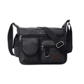 Dark grey canvas crossbody bag for men with multiple pockets and durable shoulder strap - Black Small