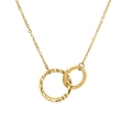 Gold interlocking double ring necklace with hammered texture finish on O-chain - Gold
