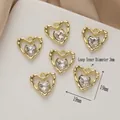 Set of six gold heart pendants with cubic zirconia and 3mm inner ring diameter - 890-8# Gold - White Zirconia
