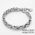 Bracciale bizantino in acciaio inossidabile argento da 6,5 mm con chiusura a moschettone - Larghezza 6.5mm Lunghezza 20cm / Color Acciaio