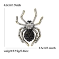 Spilla a forma di ragno vintage in lega dorata con strass e misure indicate - Bianco