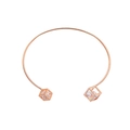 Minimalist rose gold open cuff bracelet with geometric hollow cube zircon charms - Hollow Cube (6821)