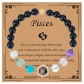 Pisces constellation bracelet featuring blue sandstone and colorful natural crystal beads - Pisces