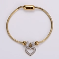 Bracciale a catena serpente dorato con chiusura magnetica e ciondolo a cuore con zirconi - Oro