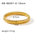 Detail of 10mm wide golden Tubogas snake style bangle with 6.7cm diameter measurements - 10mm Width (NB-B6097-G-10mm) / Gold