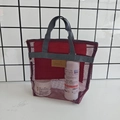 Borsa da viaggio in rete bordeaux con cinghie grigie e cerniera per uso in spiaggia - Borgogna