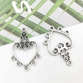 Vintage heart-shaped hollow silver alloy pendant connectors for DIY jewelry making - Hollow Heart A 19x31mm