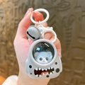 Cute gray cartoon astronaut keychain with small white bear figure and gray bell detail - Glowing Cat Backpack - Grey