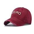 Berretto da baseball vintage in cotone bordeaux con ricamo ZERO e dettagli consumati - Regolabile / Borgogna