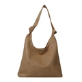 Sac à main rétro marron de grande capacité avec détail de bandoulière nouée - Kaki