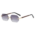 Rimless octagonal sunglasses with purple gradient lenses and tortoiseshell temples - Gold Gradient Grey