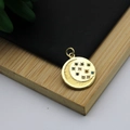 18K gold plated round pendant featuring celestial moon and star motifs with colored gems - Colorful Zirconia Moon Star Round Style