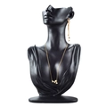 Golden butterfly jewelry set with crystal bow necklace and tassel earrings on model - 32cm Bust / Black