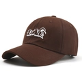Casquette de baseball en coton marron foncé avec broderie LOVE blanche, vue de côté - café / Adulte