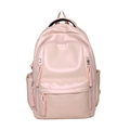 Minimalist light pink high-capacity backpack with front zipper pocket and side pockets - Large / Pink