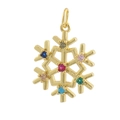 Détail d'un pendentif flocon de neige doré avec des pierres de zircon colorées pour bijoux - Flocon de neige coloré