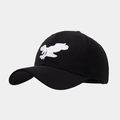 Bordado detallado de un águila blanca en una gorra de béisbol de algodón negro puro - Negro con bordado blanco