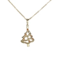 Collar dorado con colgante de árbol de Navidad en circón de colores para mujer - Dorado (Solo colgante sin cadena)
