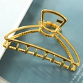 Minimalist large golden triangle alloy hair claw clip with hollow geometric metal frame - Crescent Geometric Style / Gold