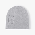 Winter light grey knit beanie hat with thick cable stitch and ribbed texture for men - One Size / Light Gray