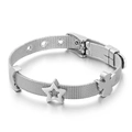 Silver stainless steel mesh bracelet with moon star and butterfly charms for women - Star Moon Butterfly Set (KB112810-K)