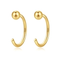 Elegante goldene S925 Sterlingsilber C-Ohrstecker mit Perlendetail und zertifiziertem Stempel - 925er Silber / Gold