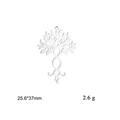 Silver tree of life pendant in stainless steel for jewelry making, 25.6x37mm size - Vine Tree-Steel Color