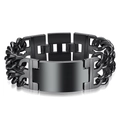 Bracciale a catena in acciaio inossidabile nero lucido con piastra centrale rettangolare - Nero Liscio