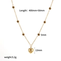 Detailed view of gold stainless steel necklace with dimensions: 400mm+50mm length, 5.2g weight - Heart-Shaped Rose Pendant Necklace (Necklace TN3557)