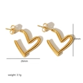 Orecchini a cuore minimalisti in acciaio inossidabile placcato oro 18k per donna, 26mm - Stile a Cuore (TE6618)