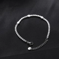 Silver stainless steel Hamsa Hand tennis bracelet with sparkling white zircon stones - Silver Hamsa Hand