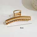 8cm elegant gold metal hollow rectangular hair claw clip for hair styling - Rectangular Hollow Out