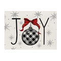 Christmas JOY placemat with red bow and buffalo plaid ornament for holiday table decor - Style 7 (JOY Letters)