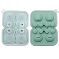 Green 4-cavity bear shaped silicone ice mold BPA free for milk tea and beverages - 4-Cavity Bear (Mugwort Green)