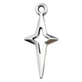 Antique silver plated alloy four-pointed star charm pendant for DIY jewelry making - Four-pointed Star 10x23mm / Antique Silver