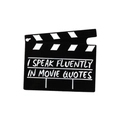 Emaille-Pin in Filmklappen-Optik mit Filmzitat-Spruch für Filmliebhaber - Filmklappe