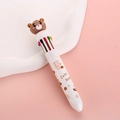 Cartoon brown bear multi-color ballpoint pen for creative journaling and student use - Bear - White